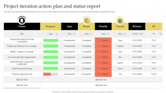 Project Iteration Action Plan And Status Report