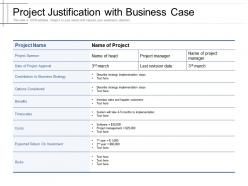 Project justification with business case