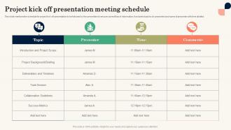 Project Kick Off Presentation Meeting Schedule