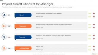 Project Kickoff Checklist For Manager Playbook For App Design And Development