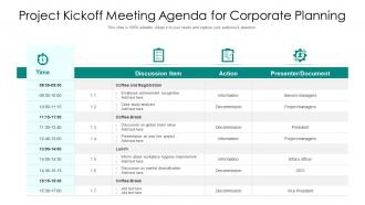 Project kickoff meeting agenda for corporate planning