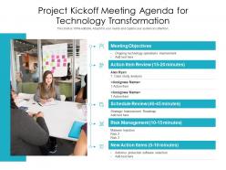 Project kickoff meeting agenda for technology transformation