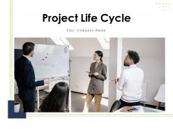 Project life cycle circular arrow gear icon assess team