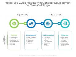 Project life cycle process with concept development to close out stage