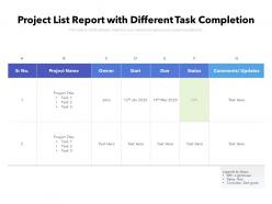 Project List Report With Different Task Completion
