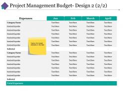 Project management budget design 3 ppt slides graphic tips