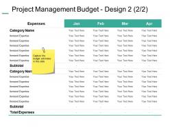 Project Management Budget Design Expenses Ppt Summary Example Introduction