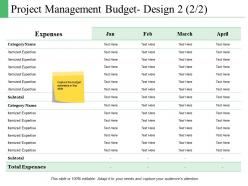Project management budget design ppt powerpoint presentation portfolio show