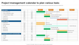 Project Management Calendar To Plan Various Tasks