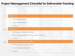 Project management checklist for deliverable tracking