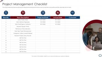 Project Management Checklist Project Management Professional Tools