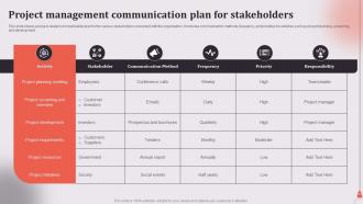 Project Management Communication Plan For Stakeholders