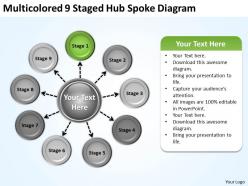 Project management consultancy multicolored 9 staged hub spoke diagram powerpoint templates 0523