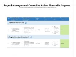Project management corrective action plans with progress