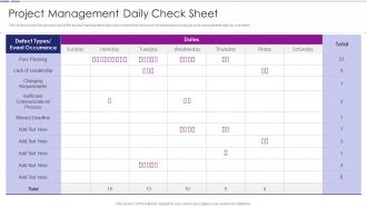 Project Management Daily Check Sheet Quantitative Risk Analysis