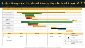 Project Management Dashboard Showing Organizational Progress