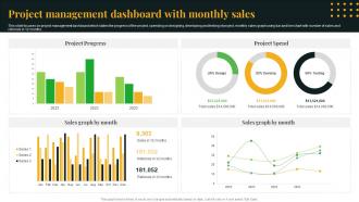 Project Management Dashboard With Monthly Sales