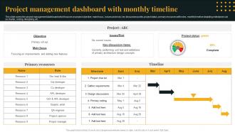 Project Management Dashboard With Monthly Timeline