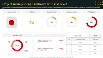 Project Management Dashboard With Risk Level