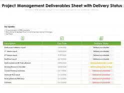 Project Management Deliverables Sheet With Delivery Status