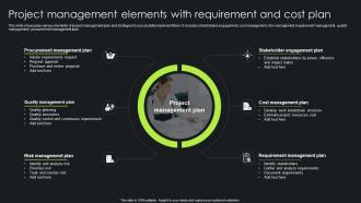 Project Management Elements With Requirement And Cost Plan