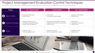 Project Management Evaluation Control Techniques