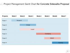 Project management gantt chart for concrete sidewalks proposal ppt presentation deck