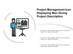 Project management icon displaying man giving project description