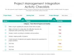 Project management integration activity checklists