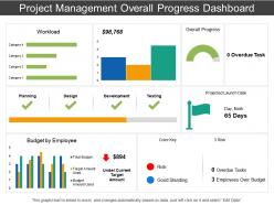 Project management overall progress dashboard