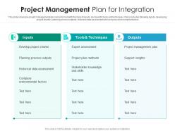 Project management plan for integration