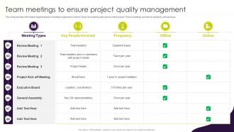 Project Management Plan Playbook Team Meetings To Ensure Project Quality Management