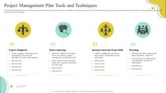 Project Management Plan Tools And Techniques