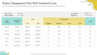 Project Management Plan With Estimated Costs