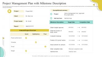 Project Management Plan With Milestone Description