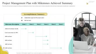 Project Management Plan With Milestones Achieved Summary
