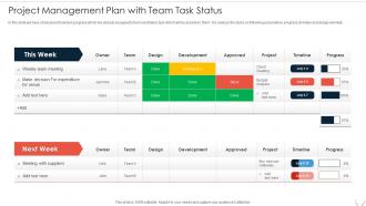 Project Management Plan With Team Task Status