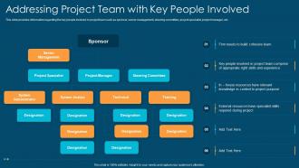 Project management playbook addressing project team with key people involved