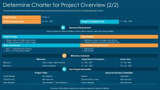 Project management playbook determine charter for project overview