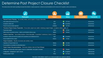 Project management playbook determine post project closure checklist