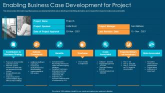 Project management playbook enabling business case development for project