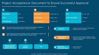 Project management playbook project acceptance document to ensure successful approval