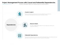 Project management process with casual and preferential dependencies