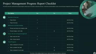 Project Management Progress Report Checklist