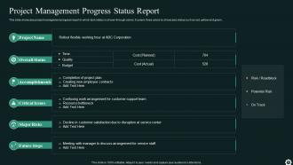 Project Management Progress Report Powerpoint Ppt Template Bundles