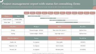 Project Management Report With Status For Consulting Firms