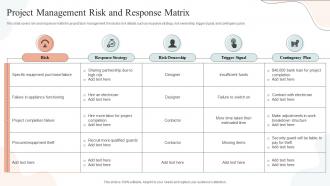 Project Management Risk And Response Matrix