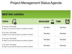 Project management status agenda powerpoint ideas