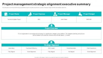 Project Management Strategic Alignment Executive Summary