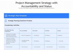 Project management strategy with accountability and status